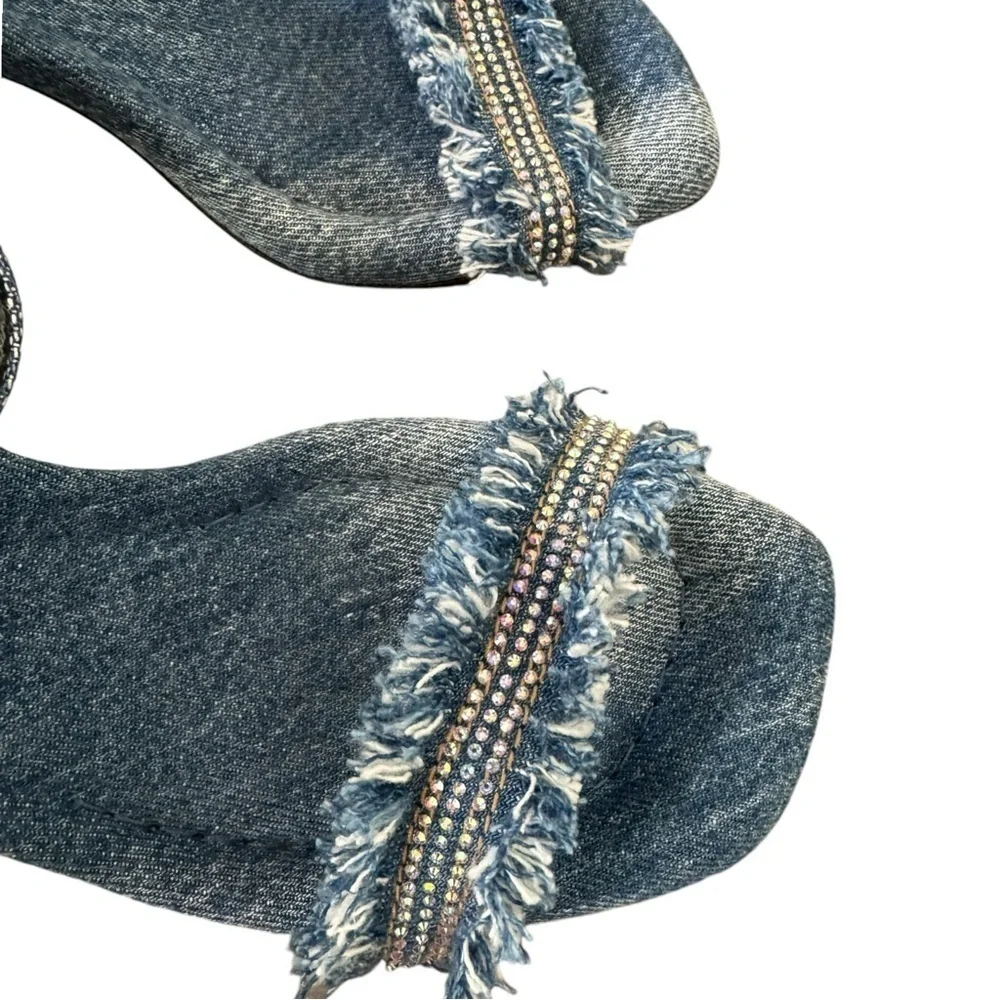 Ash Lover Ankle Strap Sandals Heels‎ 39 Denim Studded